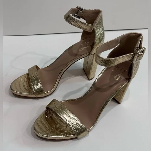 Mix No. 6 Gold Block Heel Sandals - Picture 3 of 12